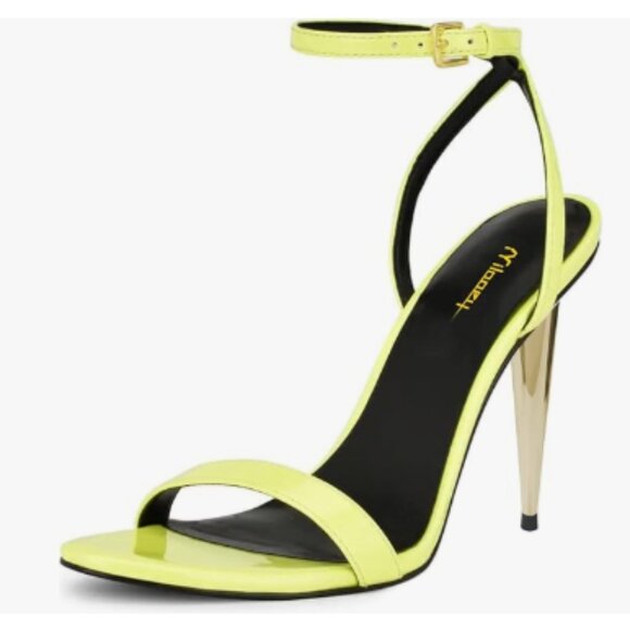 Milooey shoes Yellow Open Toe High Heels Cross Ankle Strap Party Dress Sandals - Picture 1 of 8